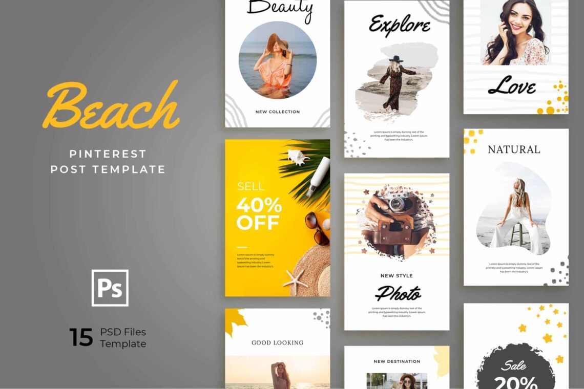 Beach Explore Post Pinterest Template