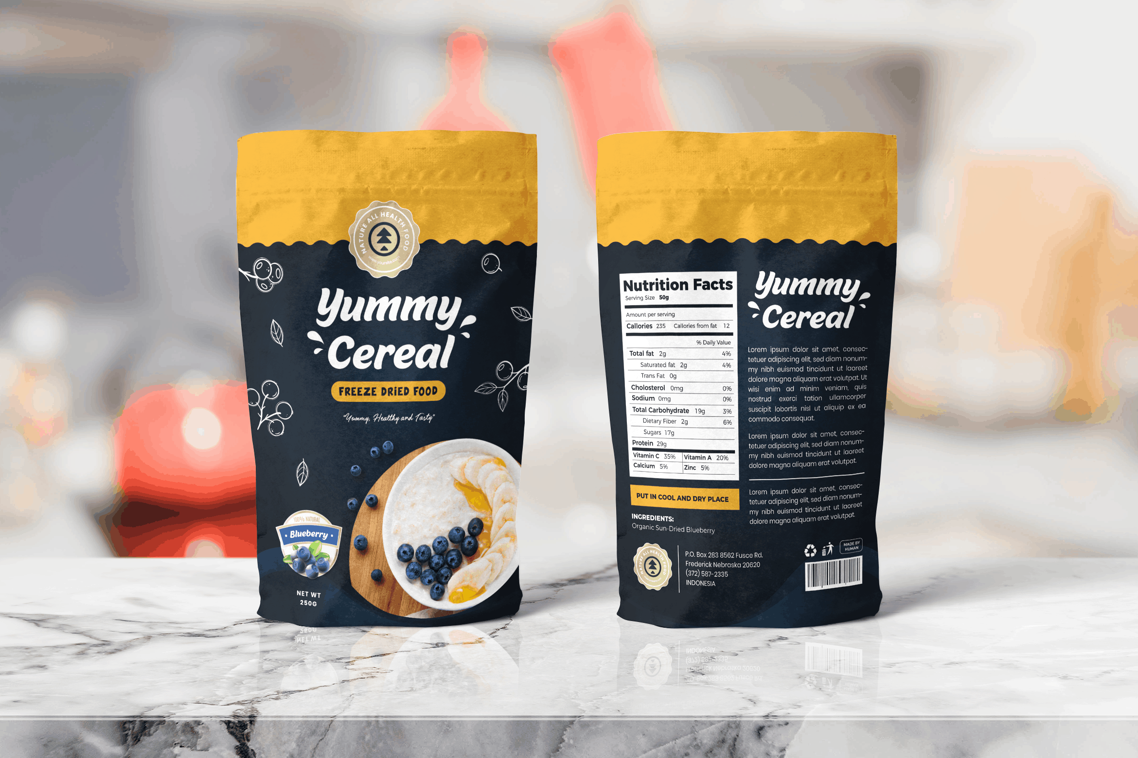 Blueberry Cereal Packaging Template