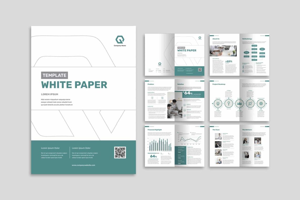  white paper template indesign- Financial Company