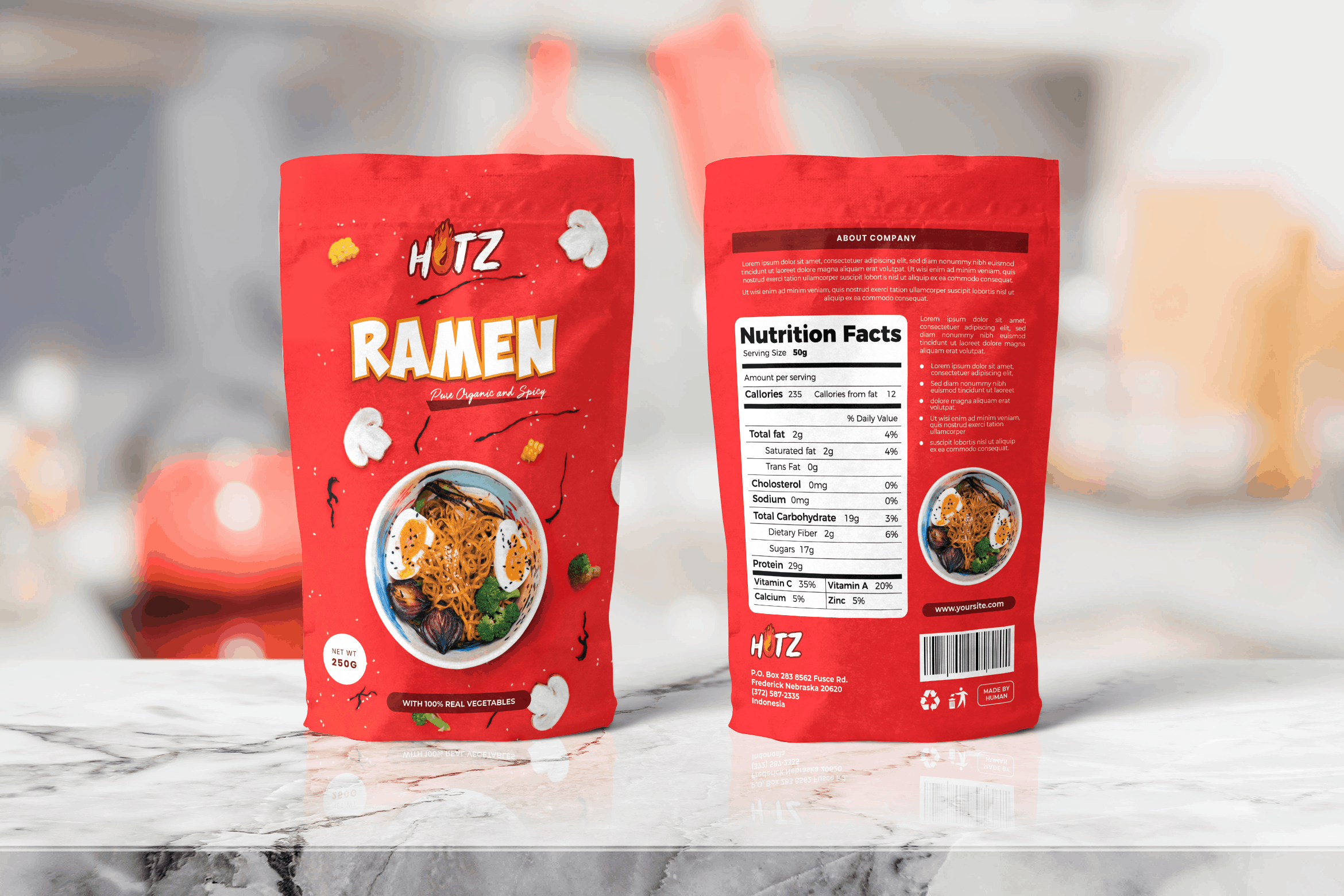 Instant Spicy Ramen Packaging Template