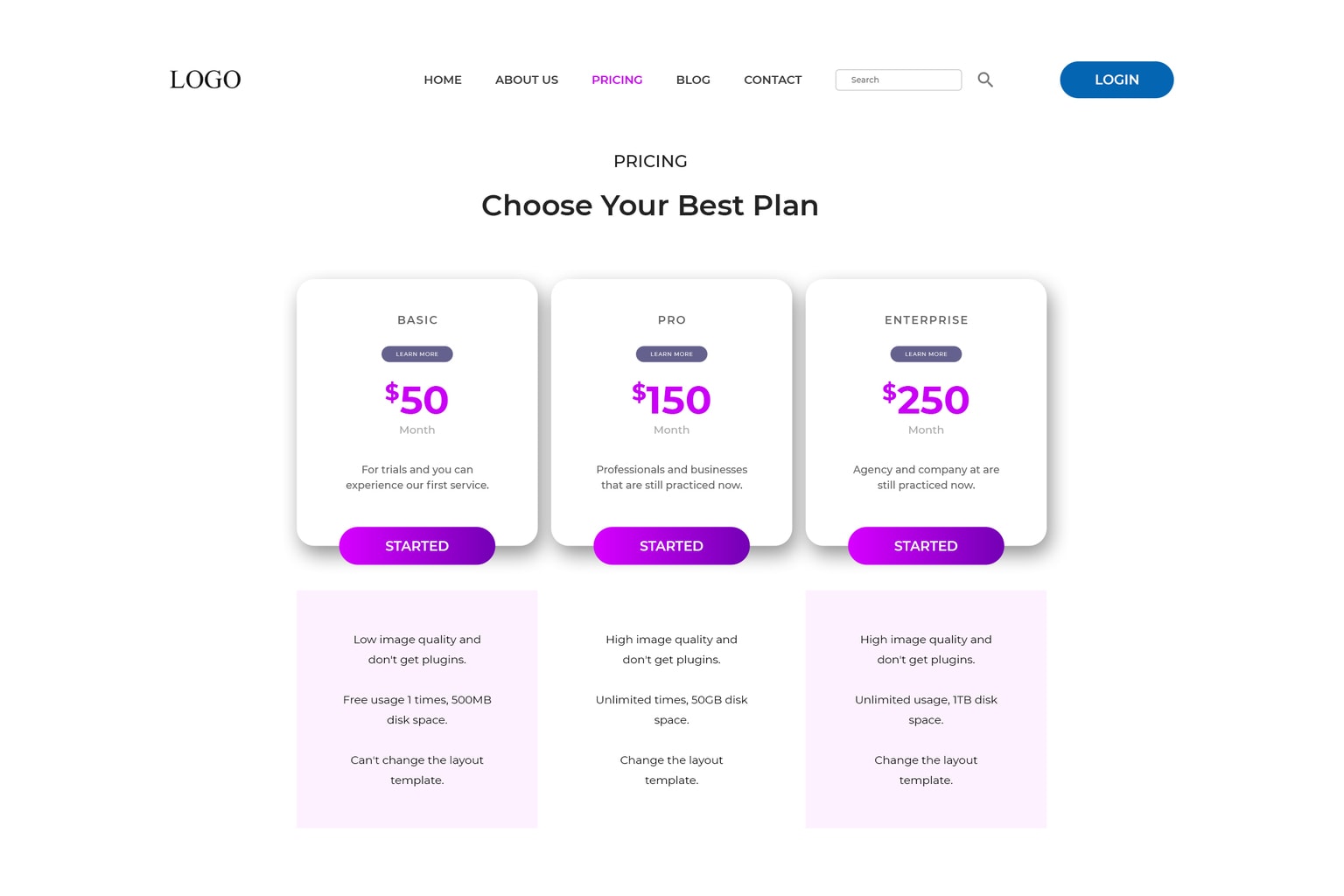 Modern Website Builder Pricing Table Modern Website Builder Pricing Table