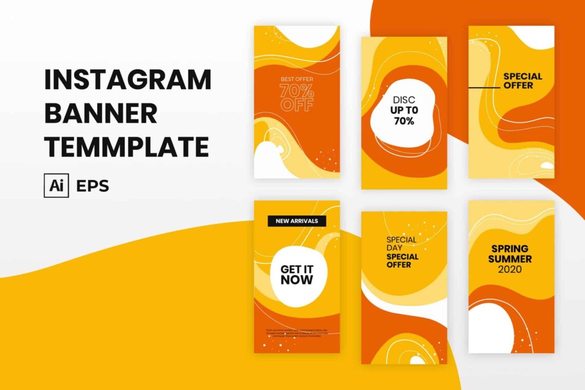editable instagram post template - Yellow Orange Instagram Stories
