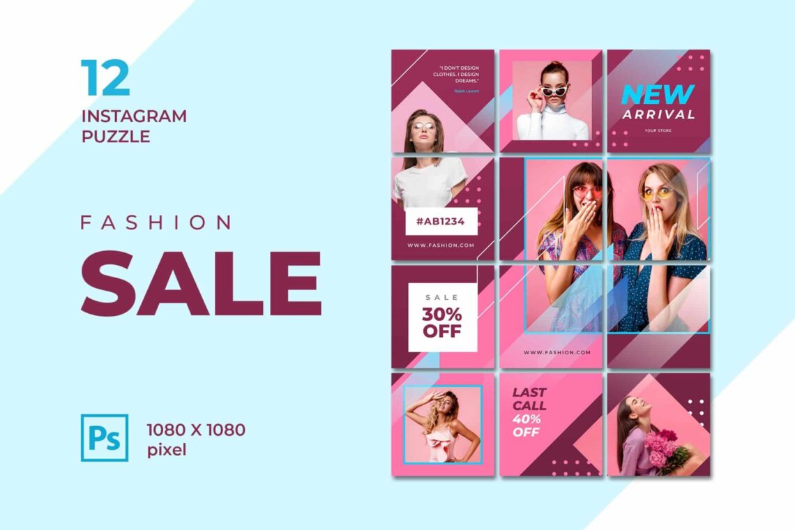 Instagram Puzzle – Brush Color Fashion Instagram Puzzle – Brush Color Fashion - template feed instagram