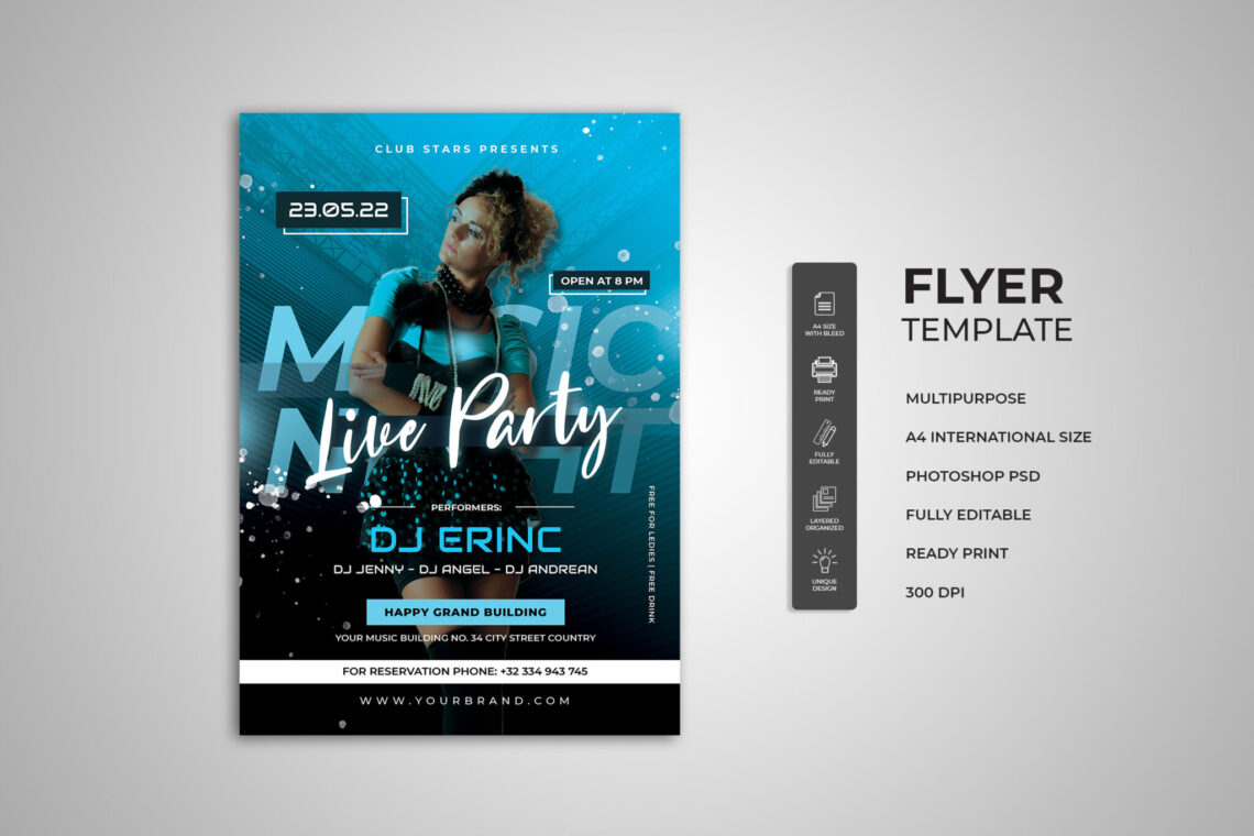 Music Night Live Party Two Flyer