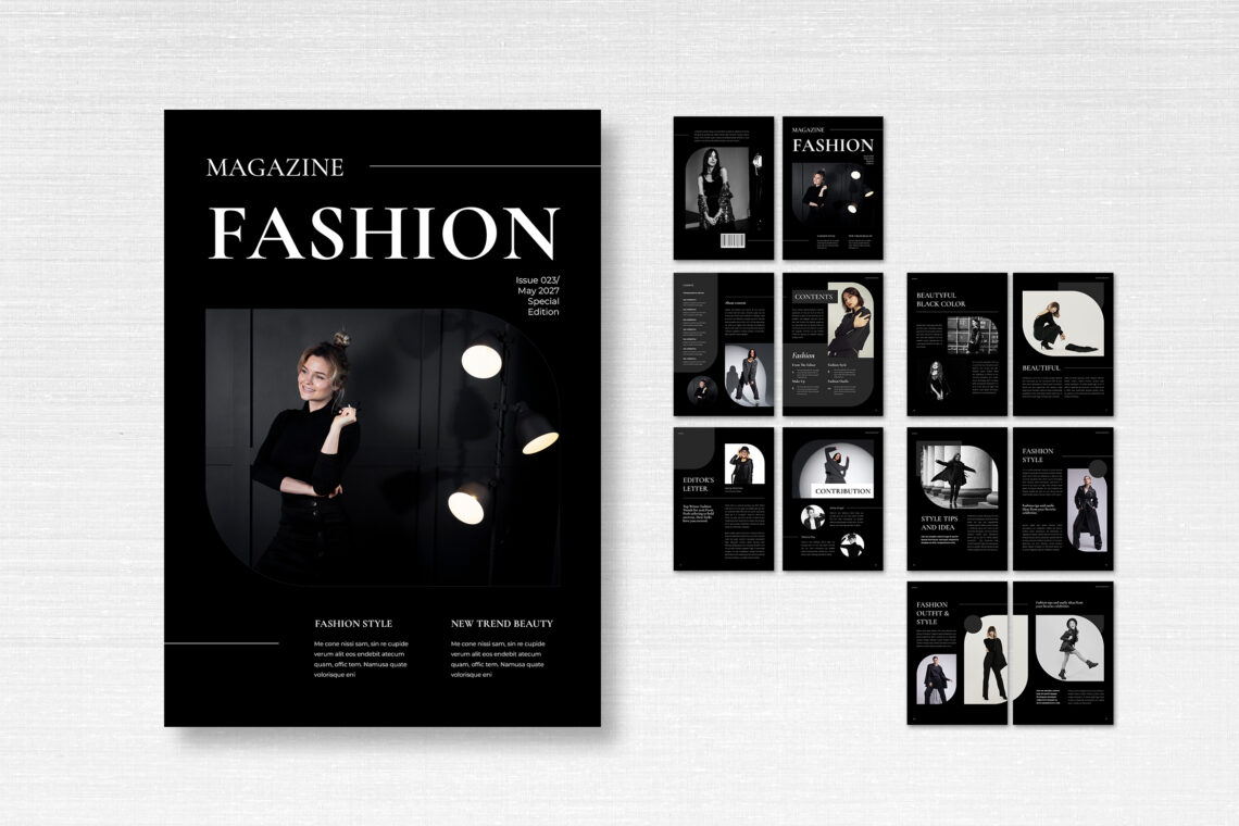 Black Fashion Trend Magazine Template
