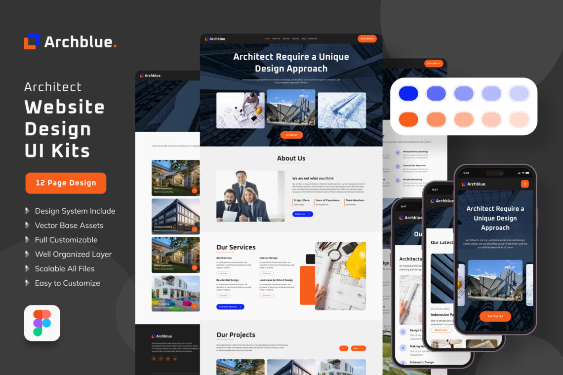 Architec Design Web Landing Page UI KIT