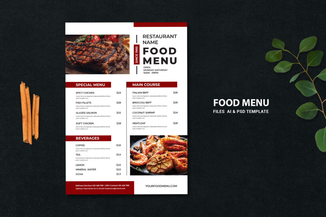 Food Menu – Exclusive Restaurant