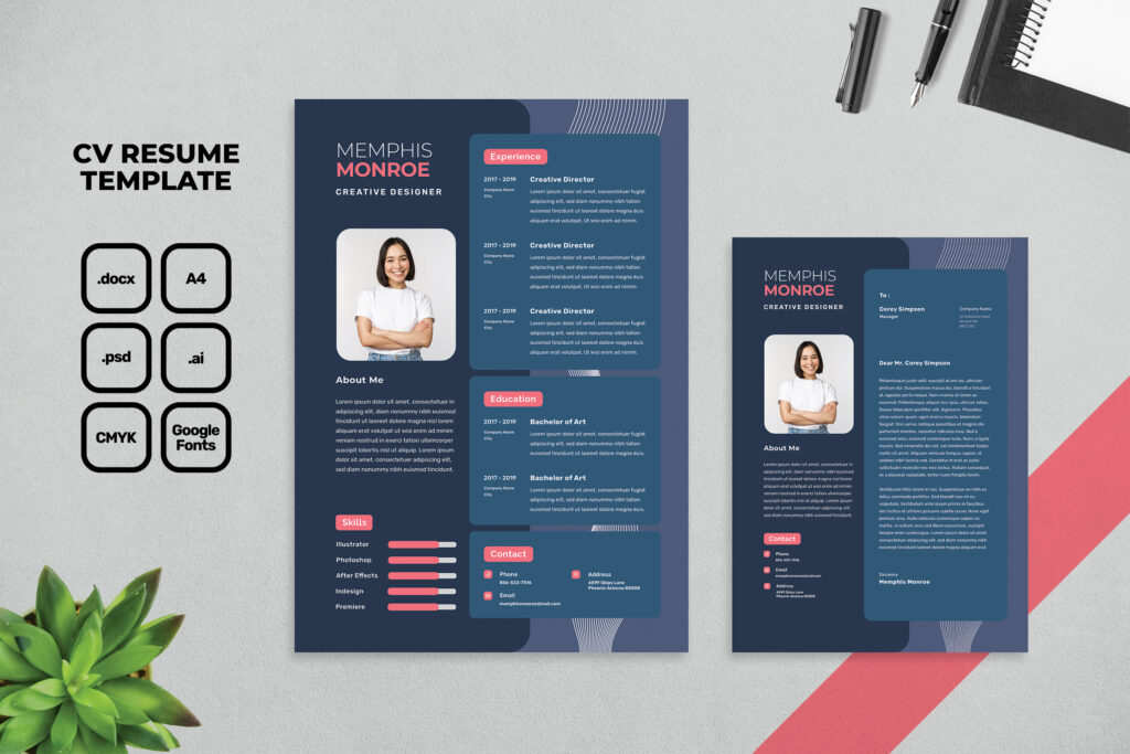 Elegant Dark Blue Resume Template