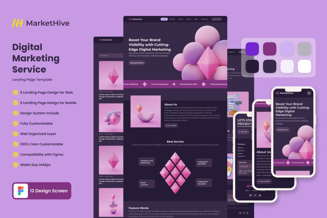Digital Marketing Web Landing Page UI KIT