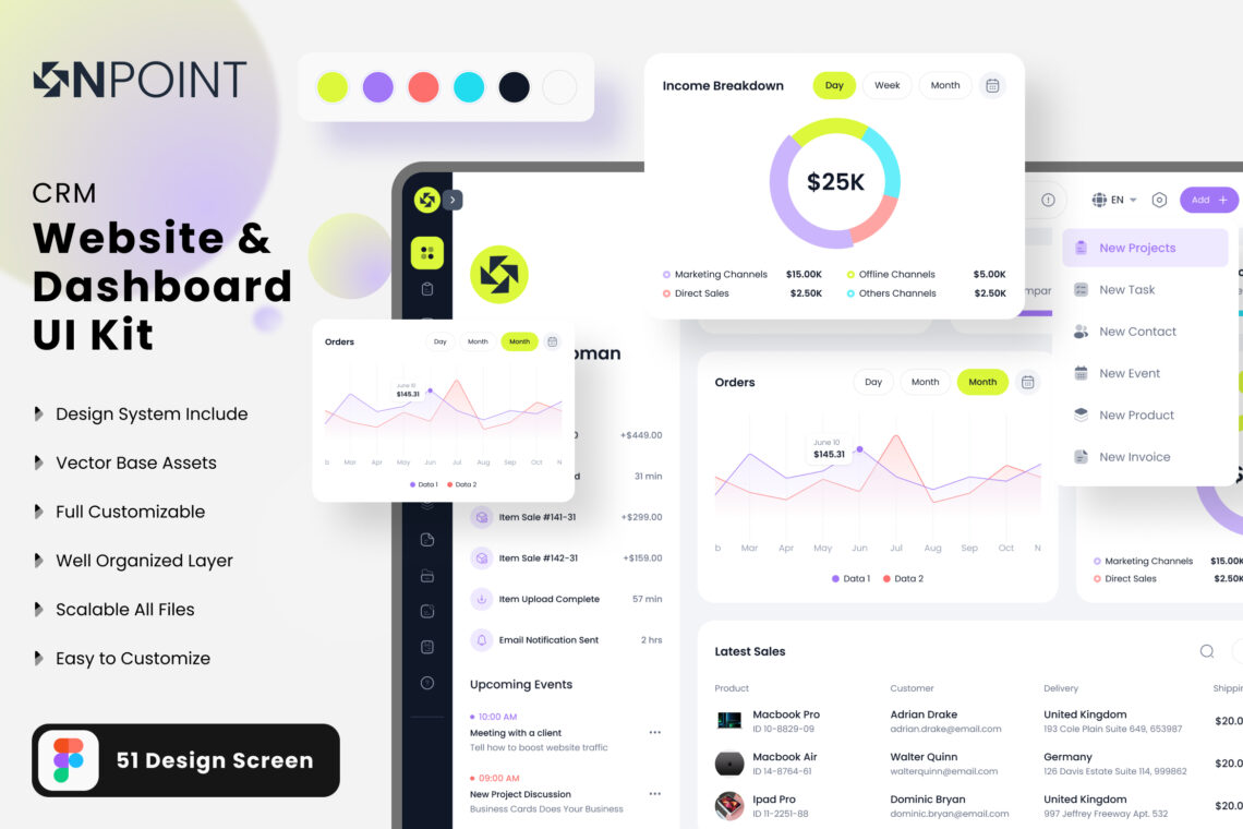 CRM Design Web Landing Page UI KIT