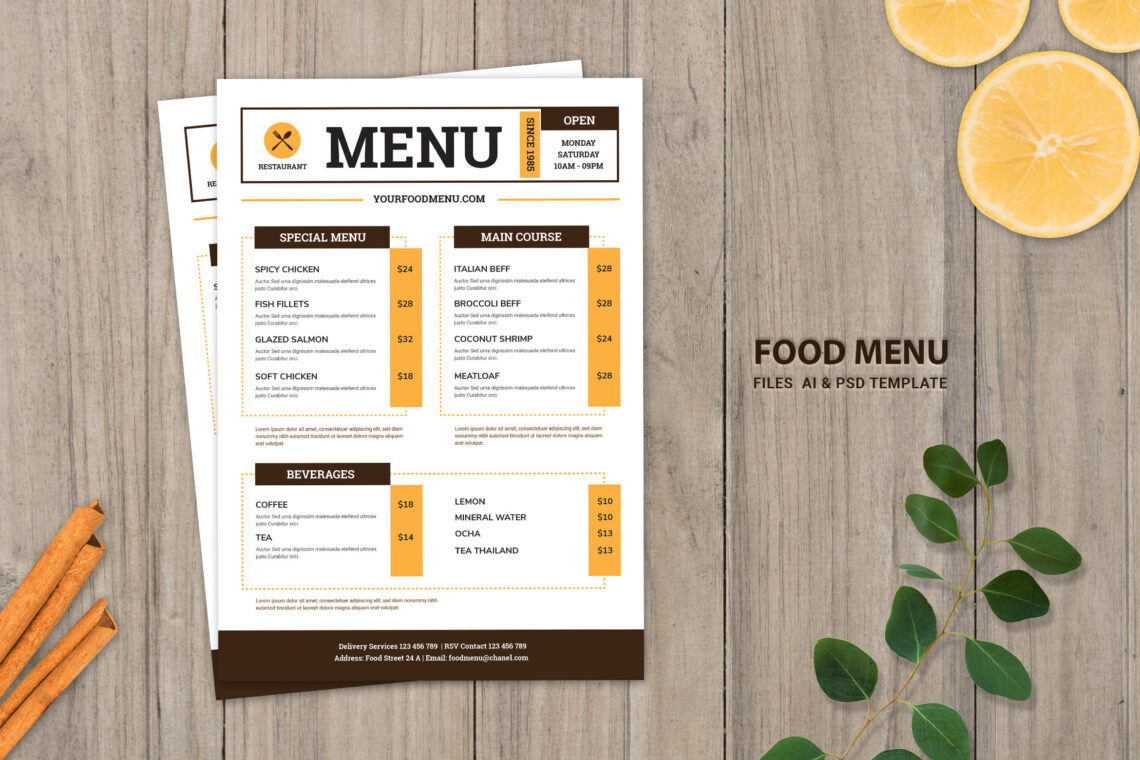 Food Menu – Authentic Restaurant