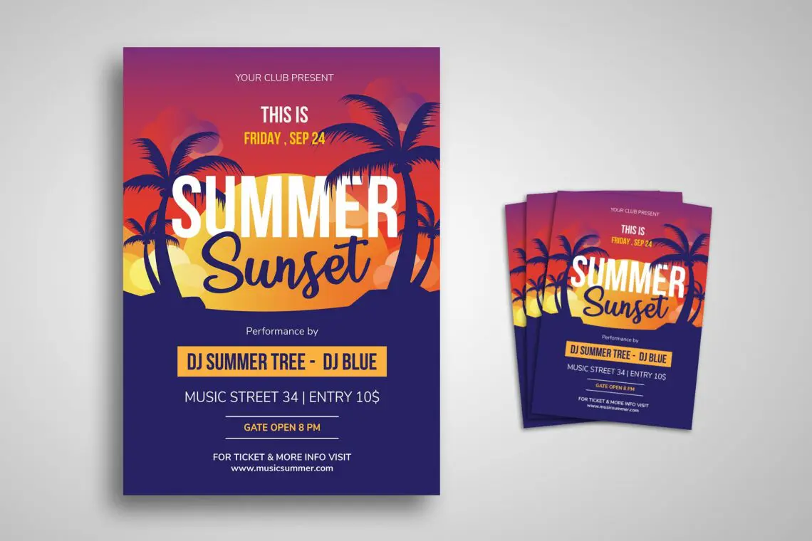 Flyer Template Summer Sunsetjpg