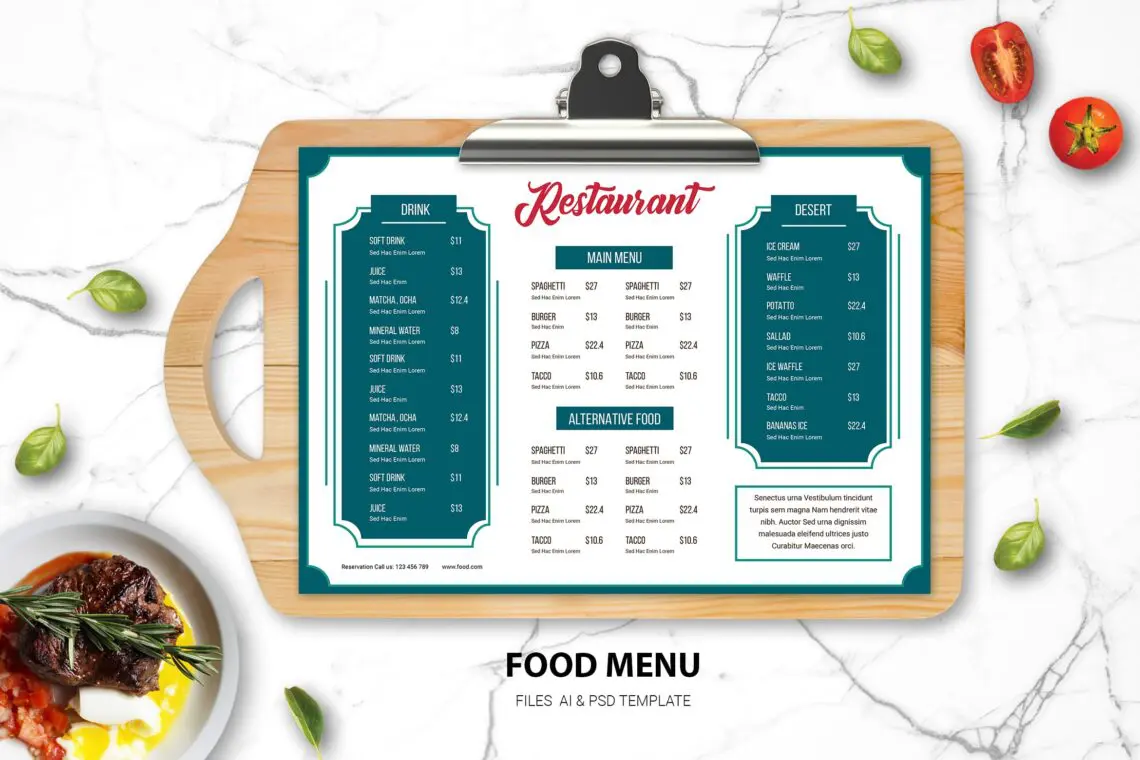 Food Menu Simple Dishesjpg