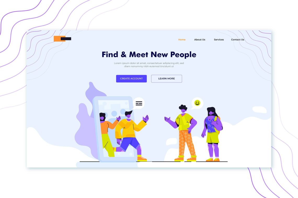 Illustration Landing Pages Find Meet Apps