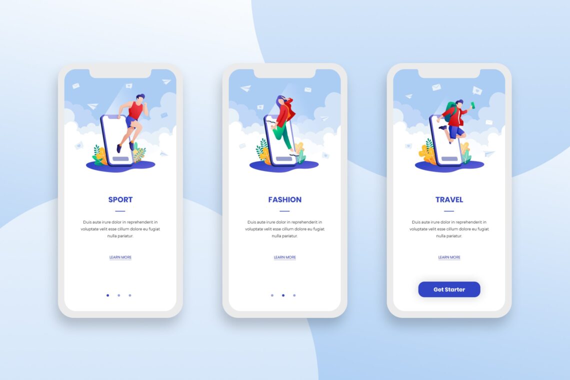 Onboarding Screens Fashion Travel