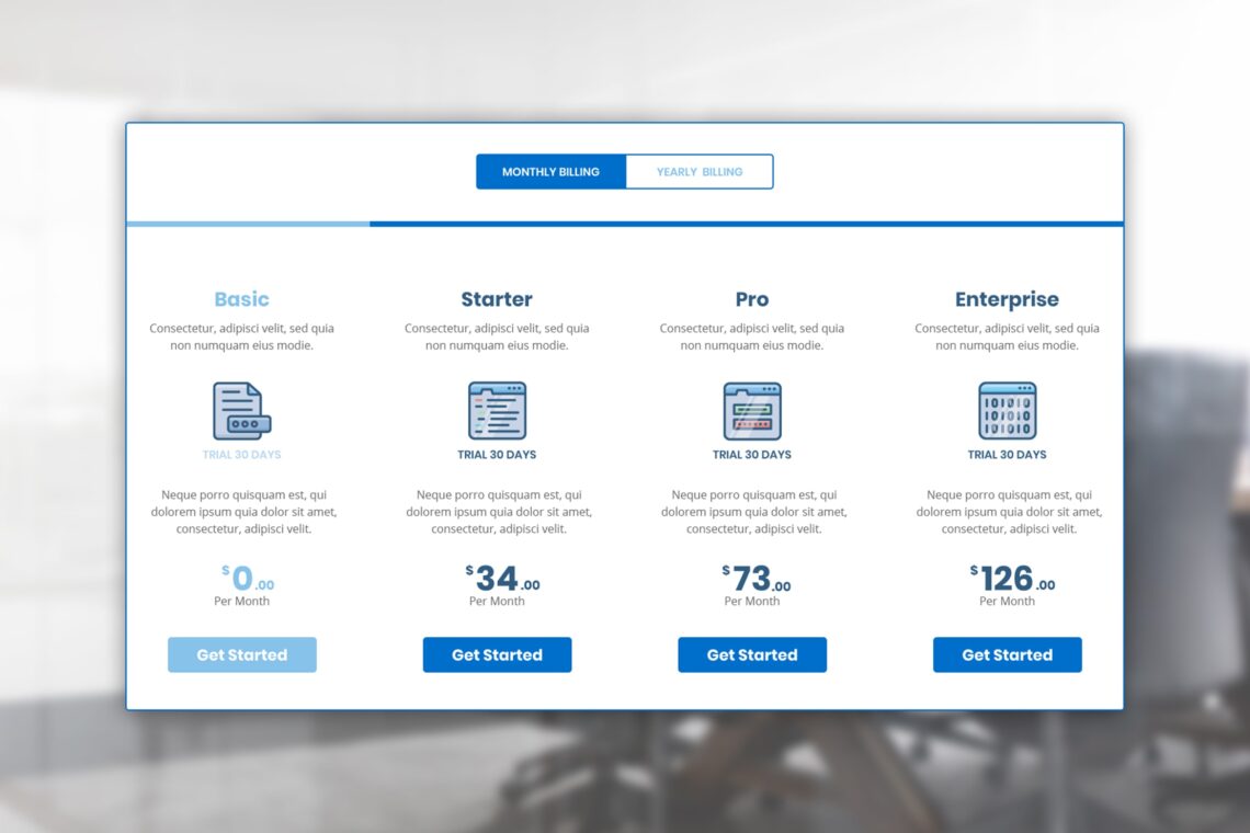 Pricing Table Enterprise Package