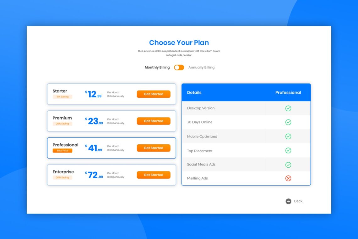 Pricing Table Marketing Optimizer