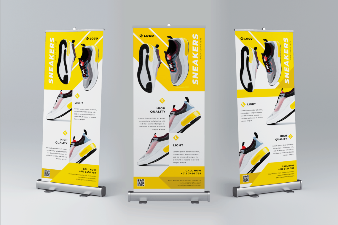 Roll Up Banner Sneakers Shoes Premium