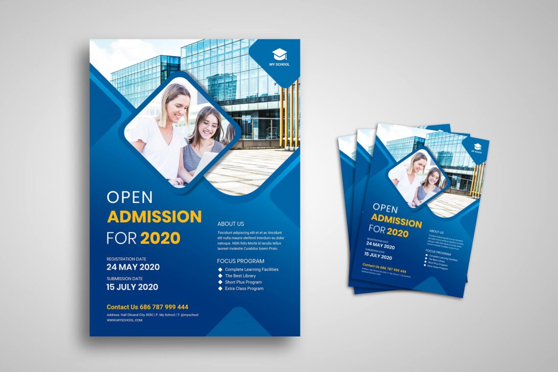 Flyer Template – College Admission Promotion – UI Creative Regarding School Brochure Design Templates