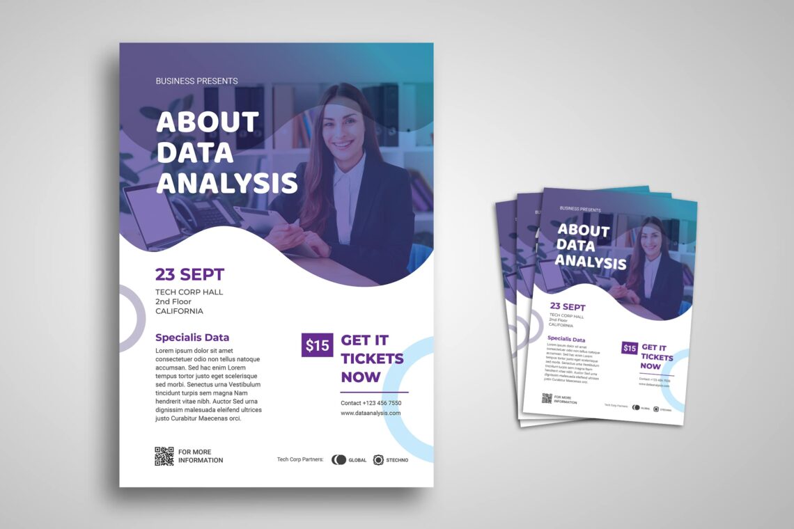 Flyer Template Data Analysis Conference UI Creative