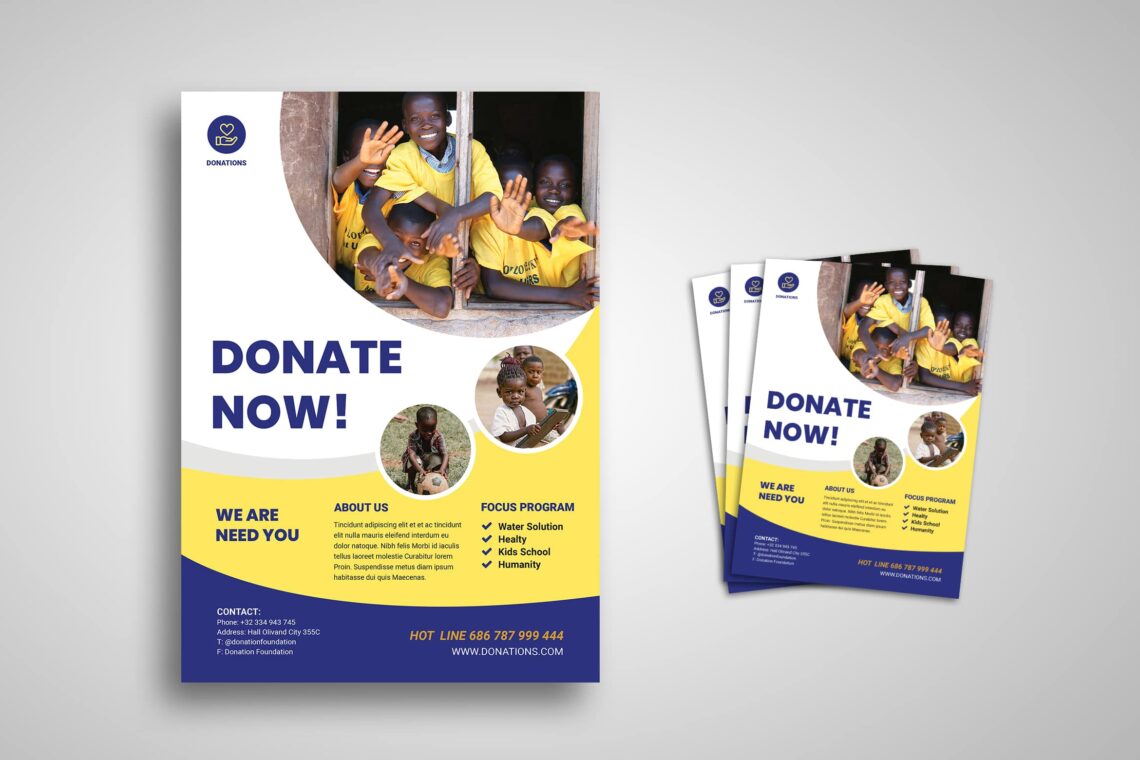 Flyer Template – Humanity Donate Campaign – UI Creative In Donation Flyer Template