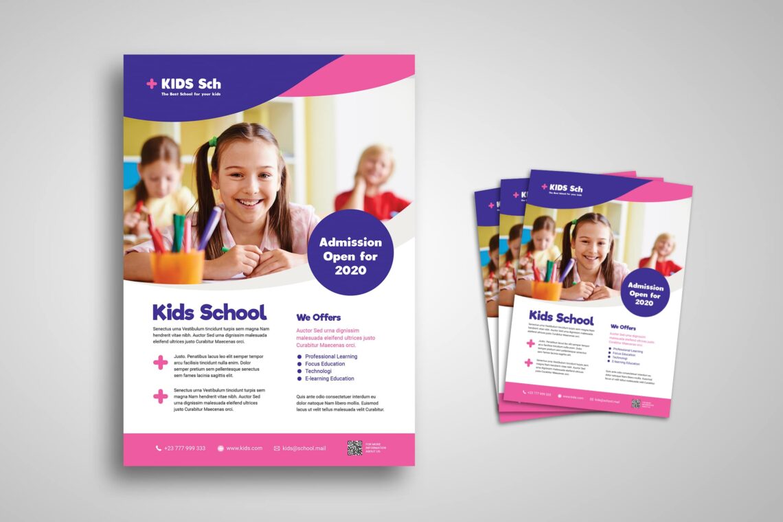 Flyer Template – Kids School Admission – UI Creative Within School Brochure Design Templates