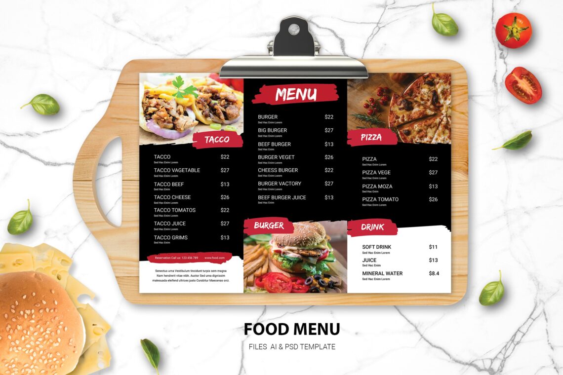 Western Style Food Menu