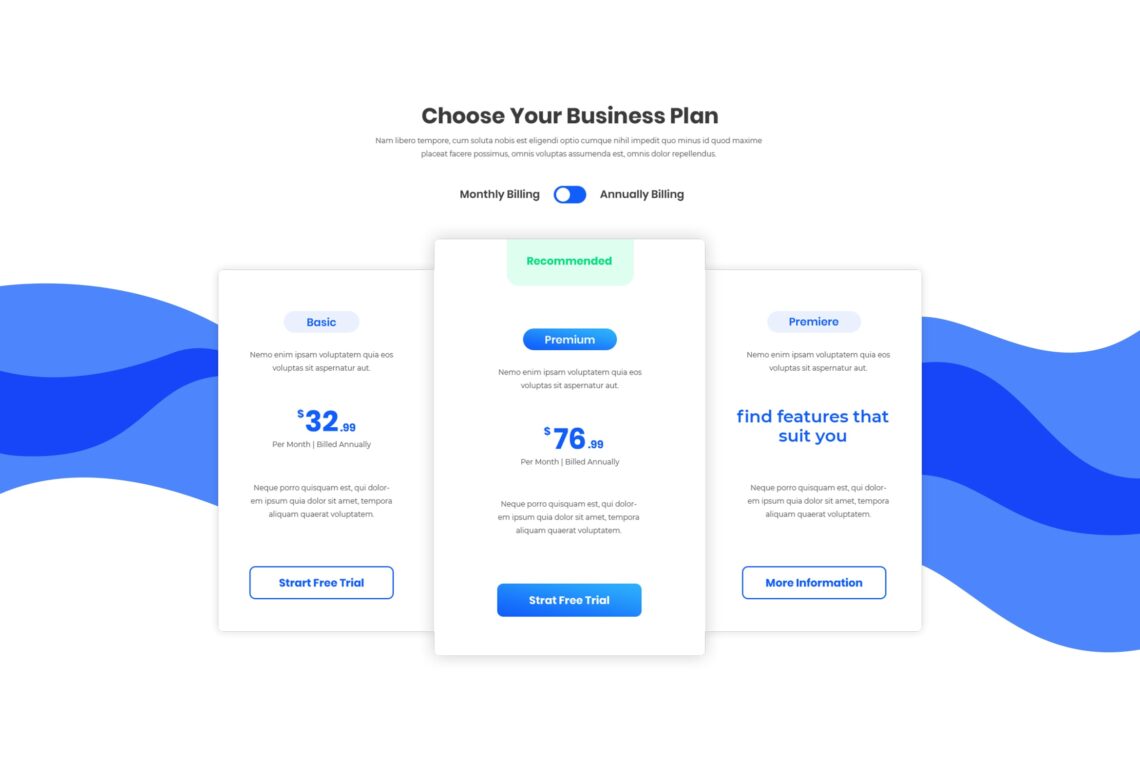 Pricing Table - Company Website