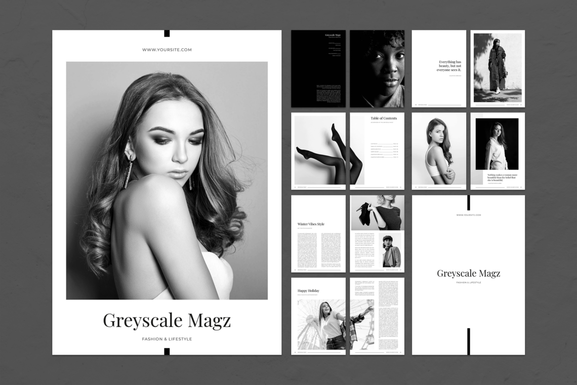 Magazine Template – Greyscale Fashion