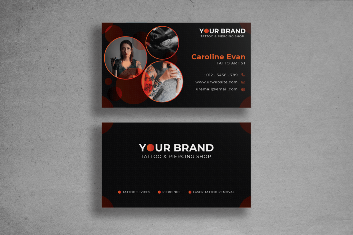 Rose Tattoo Business Card Template  Two Side  Grafpros