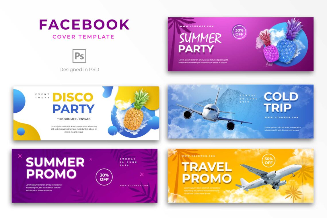 Facebook Cover – Travel Party – UI Creative With Facebook Banner Template Psd