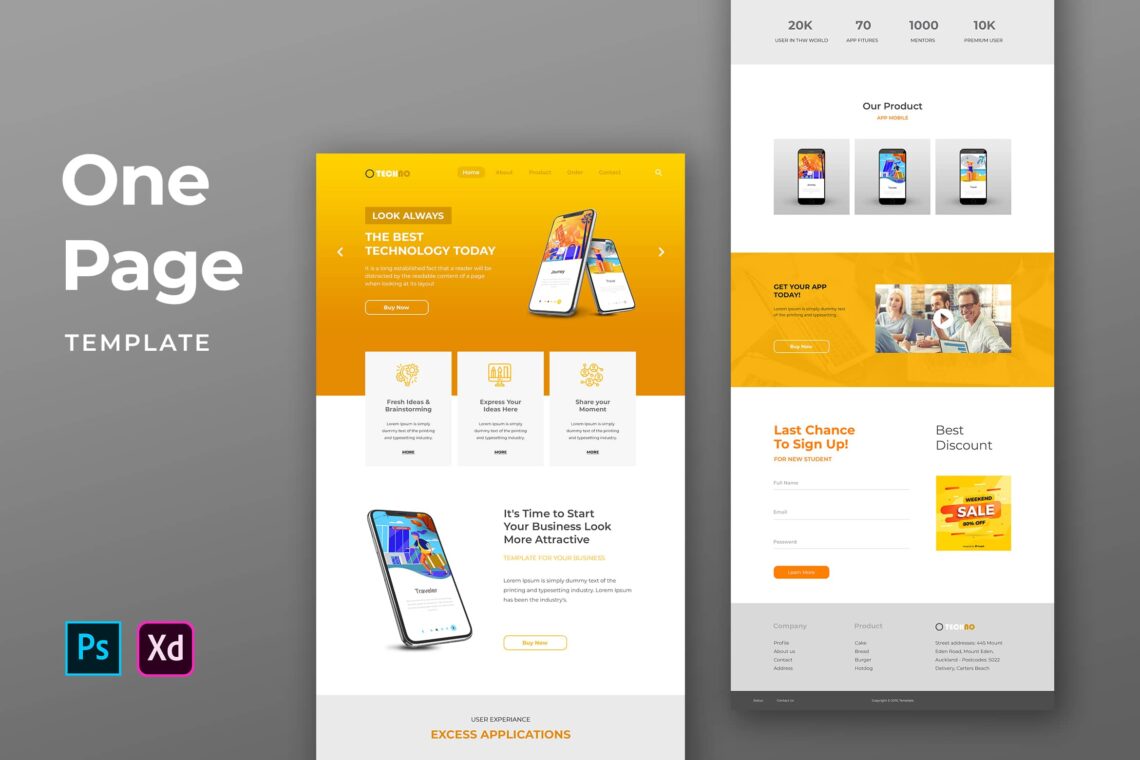 One Pages Template – Technology & Gadget Website