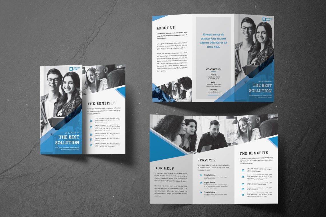 trifold brochure company solution services