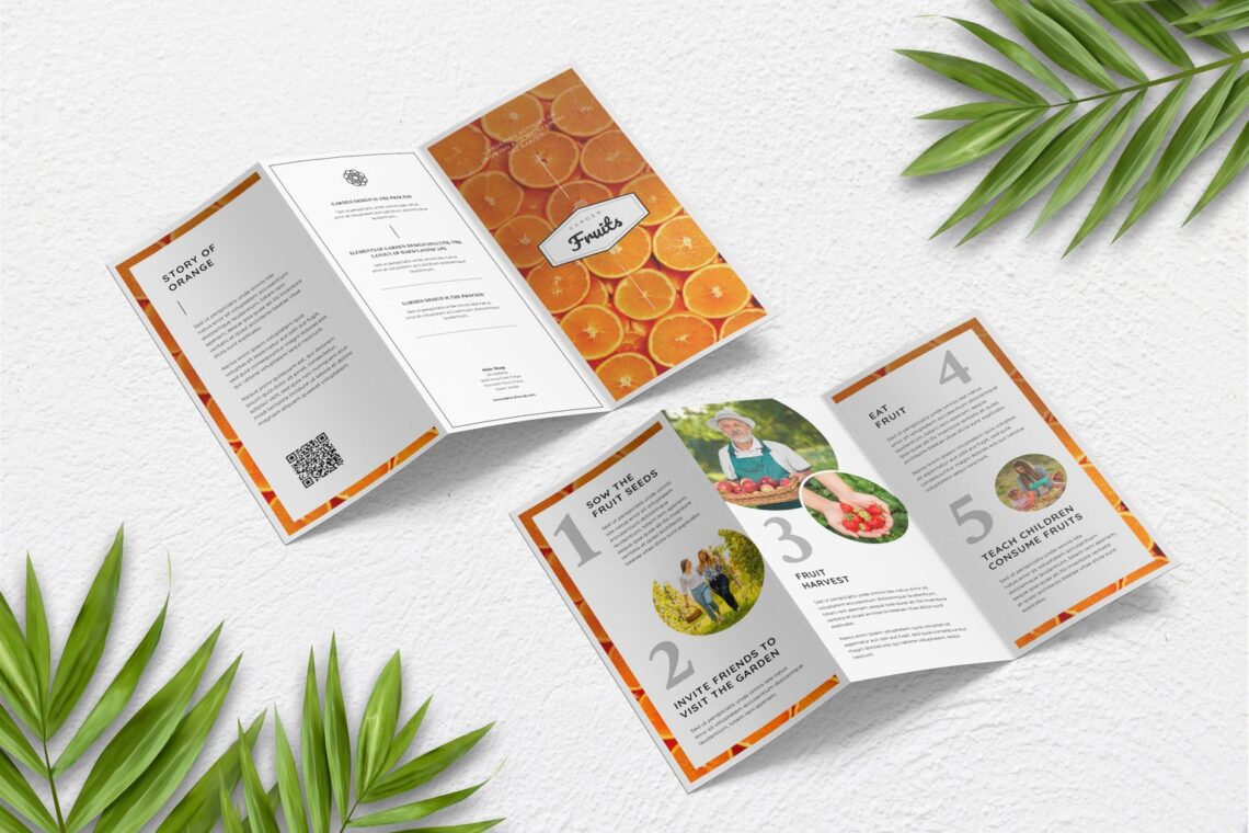 trifold brochure fruits garden