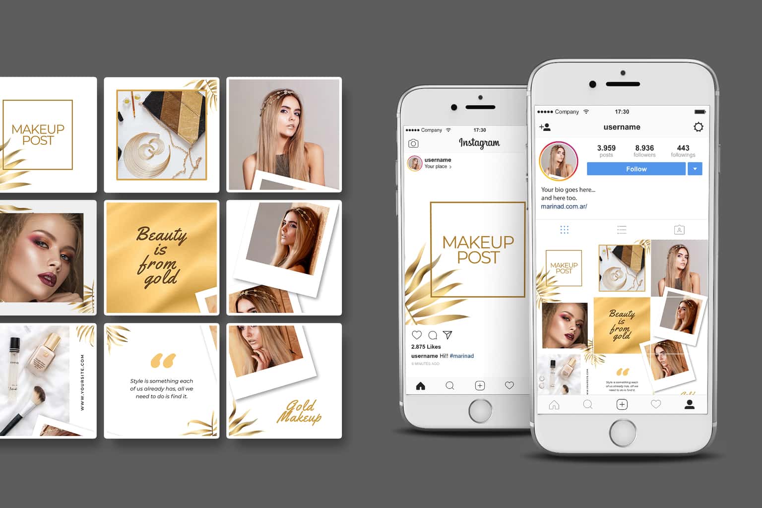 instagram puzzle – gold makeup 1