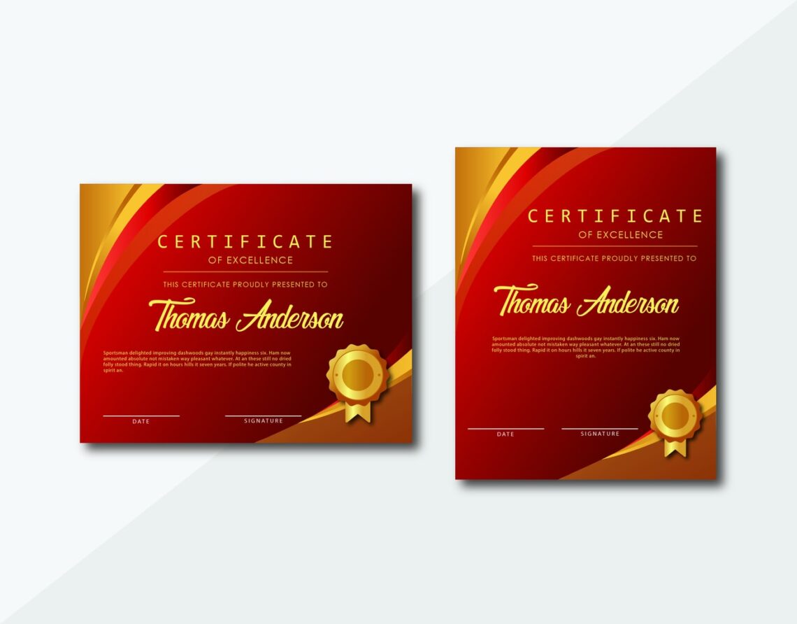 certificate achievement of excellence