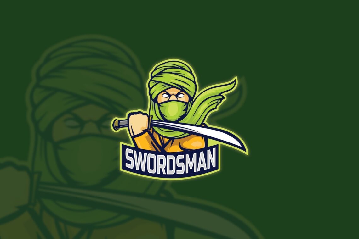 esport logo swords man