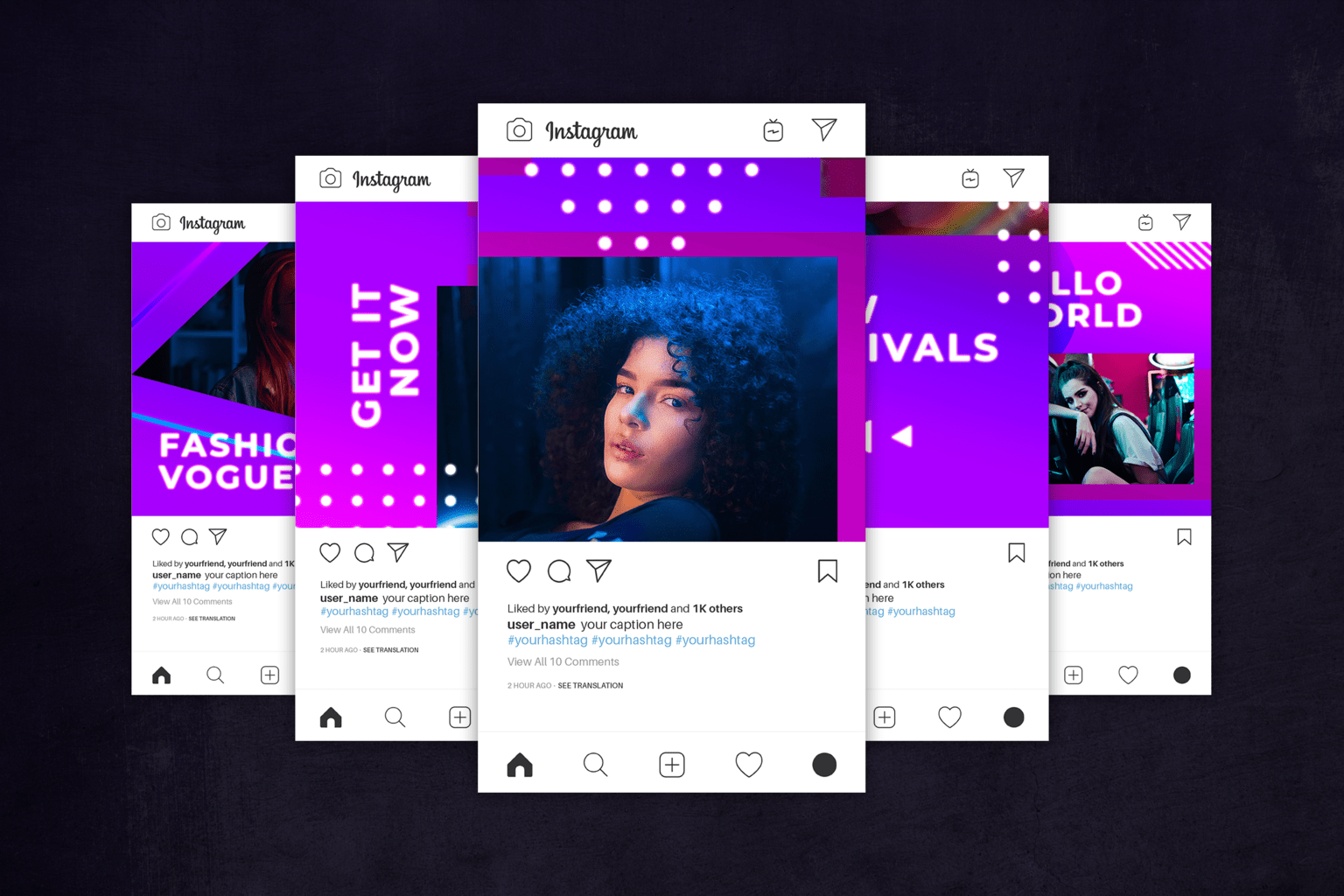 instagram puzzle modern neon style