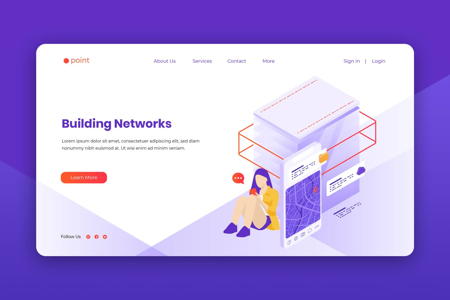 isometric landing pages digital building