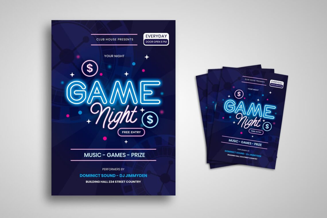 Flyer – Game & Night Music – UI Creative Within Game Night Flyer Template
