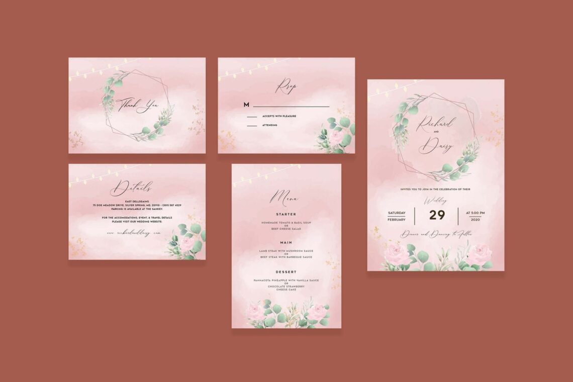 wedding invitation abstract elegant flowering 1
