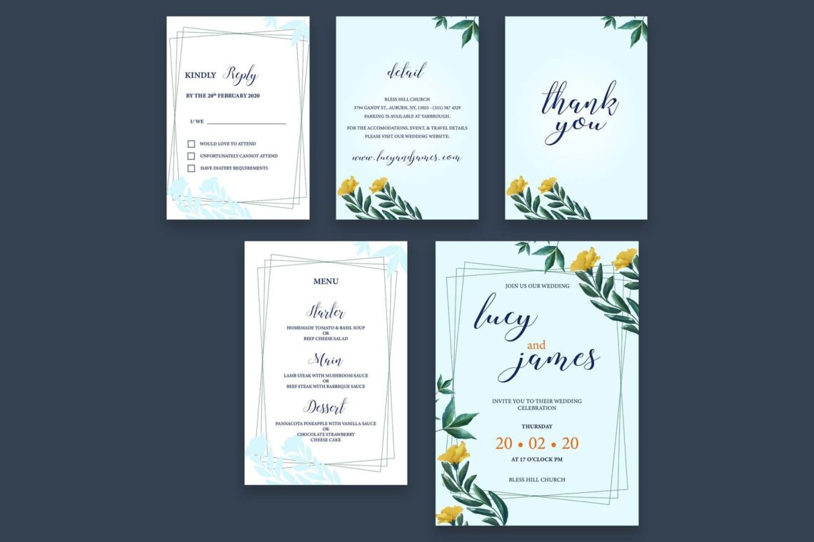 wedding invitation ordinary sky blue