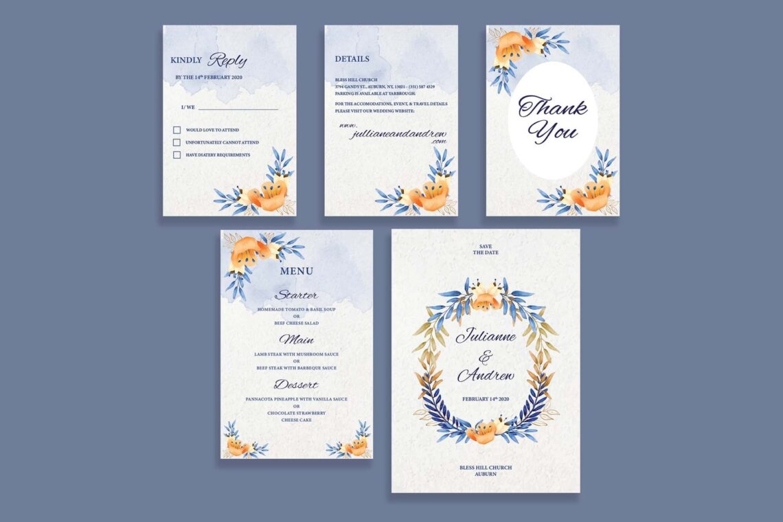 wedding invitation watercolor splash motif 3