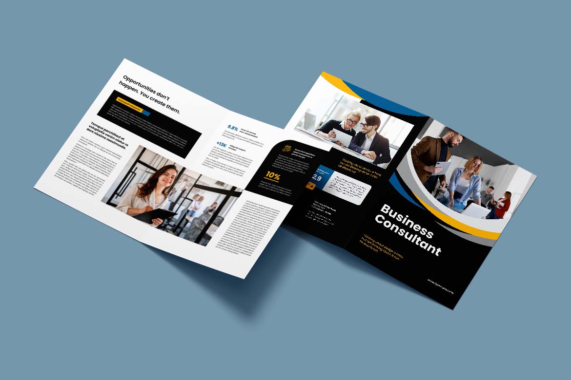 Blue Black Business Consultant Bifold Brochure-1