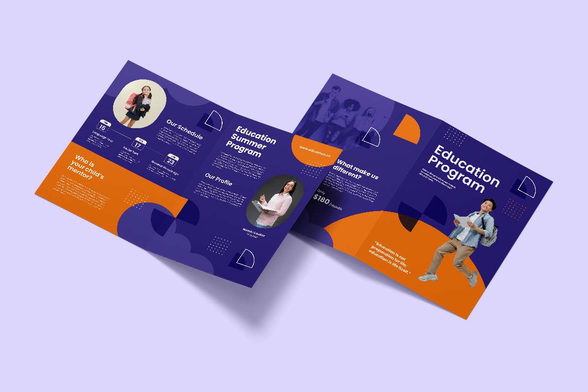 Purple Orange Education Program Bifold Brochure-1