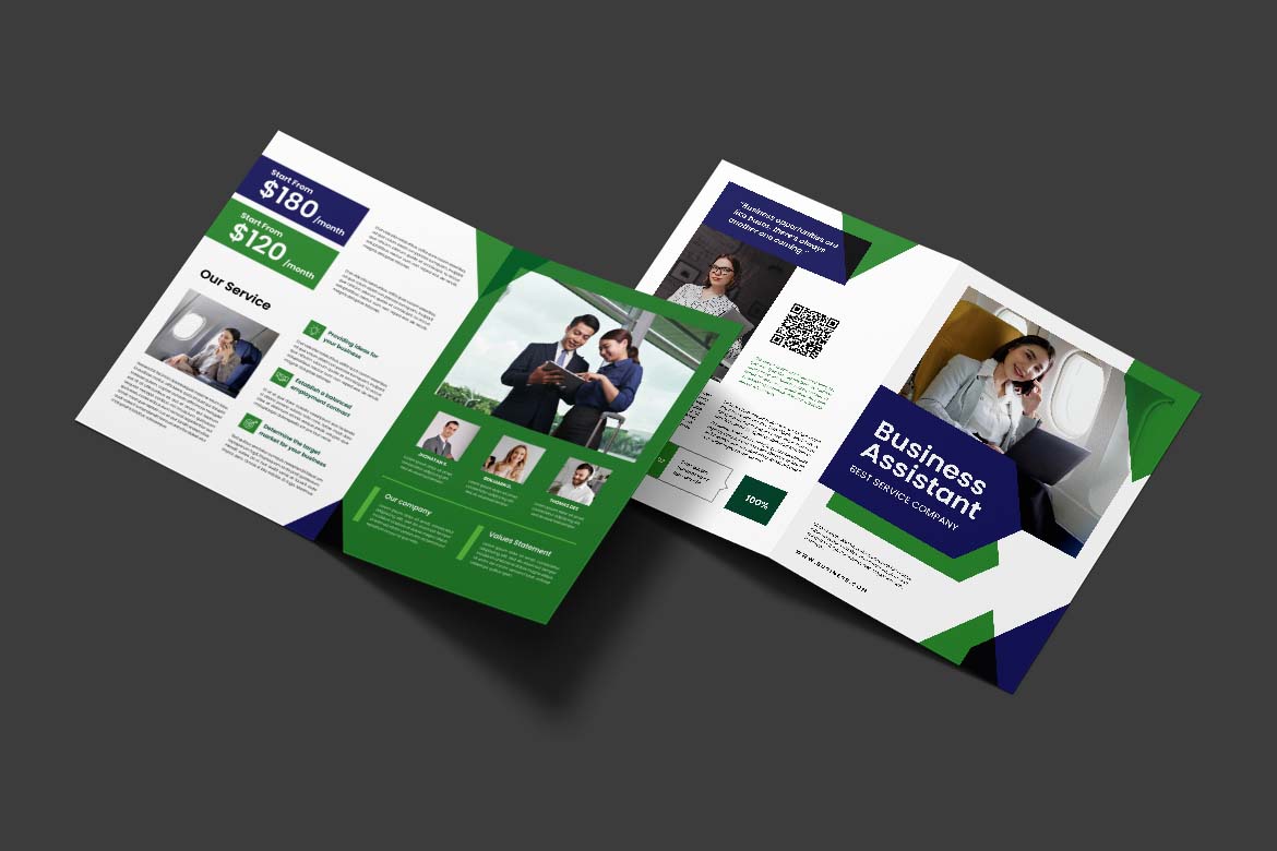 Green White Business Assistant Bifold Brochure-1