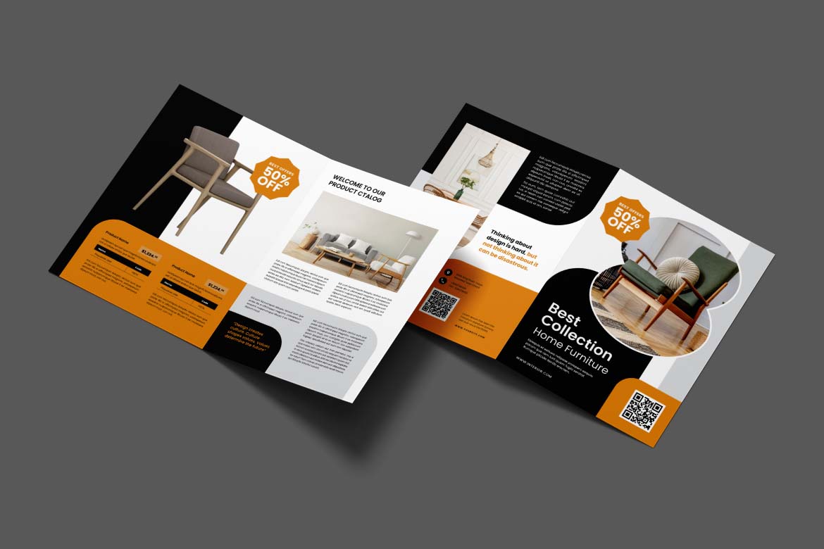 White Orange Home Furniture Bifold Brochure-1