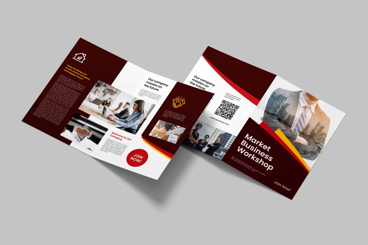 Maroon Market Business Company Bifold Brochure-1