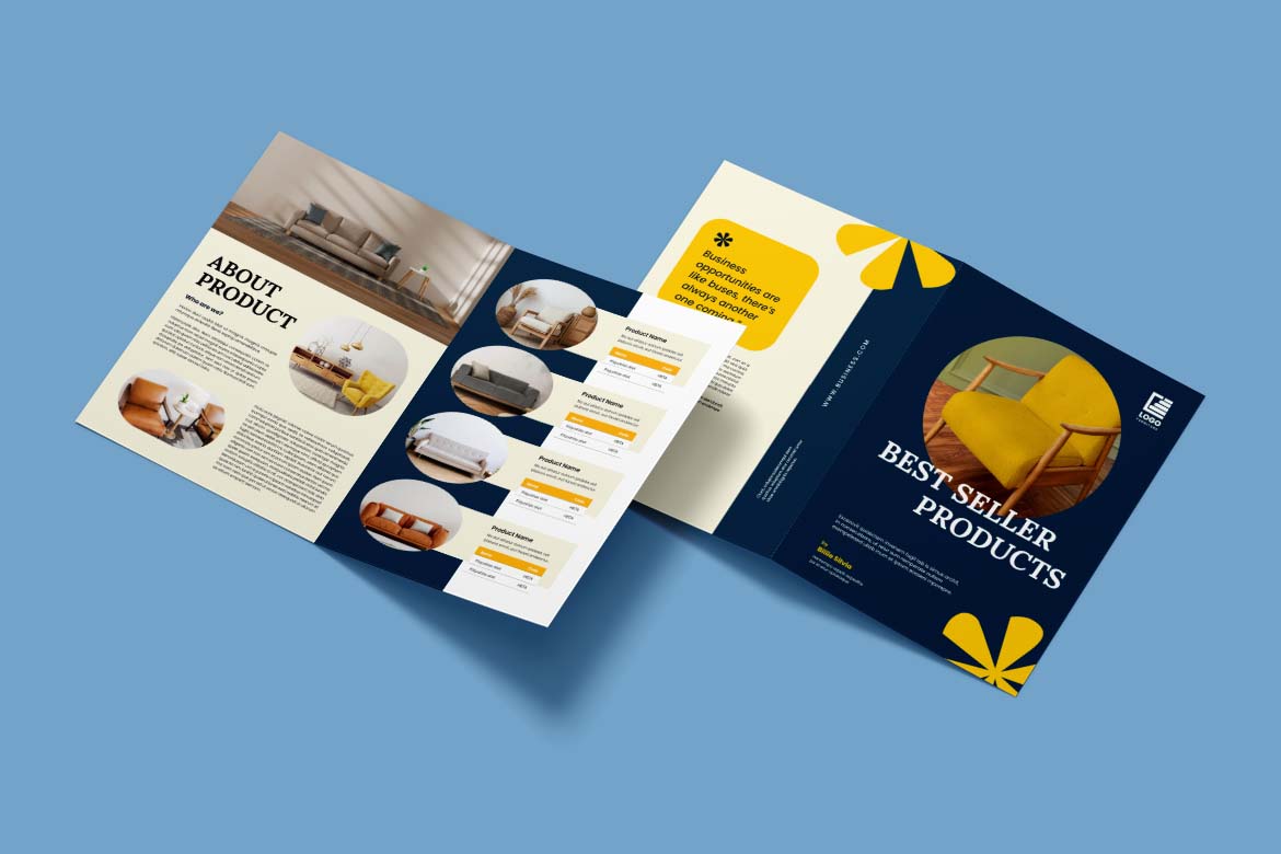 Blue Market Business Company Bifold Brochure-1