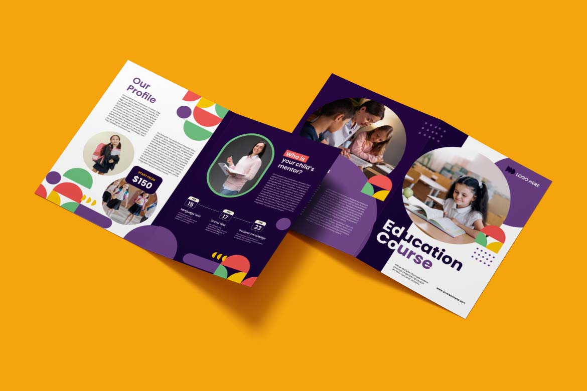 Purple White Education Course Bifold Brochure-1